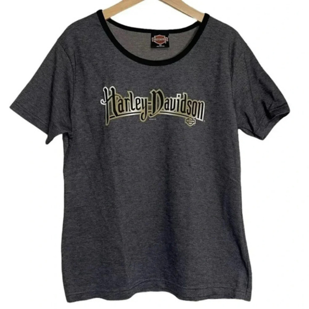 Harley-Davidson T-Shirt Medium Gray 1999‎ Woodstock Kingston NY Vintage Logo